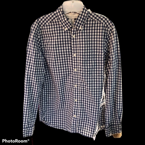 Other - LOGG Men’s plaid long sleeve bottom up blue white shirt size s